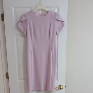 Calvin Klein Lavender Puff-Sleeve Midi Sheath Dress